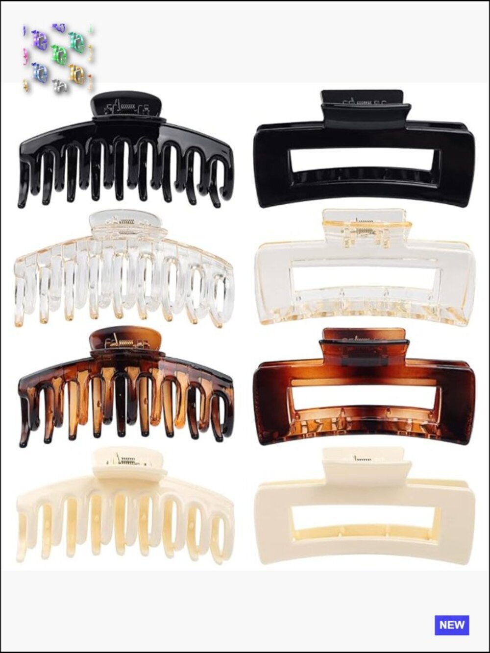 8 Pack Claw Clips Rectangle Hair Clips Strong Hold for Thick Hair Large
